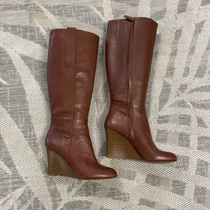 Nine West knee high wedge boots size 10